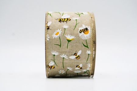 Весняний квітковий колекційний стрічка з бджолами_KF7489GC-13-183_натуральний